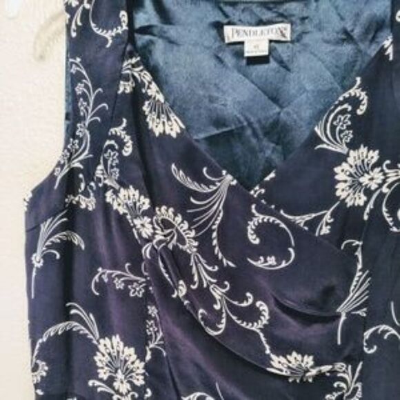 PENDLETON 100% Silk Blue Floral Sheath Dress 10 - Picture 2 of 8